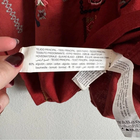 Zara Women's Floral Embroidered Split Neck Scalloped Detail Tunic Top Size XS - Picture 7 of 11